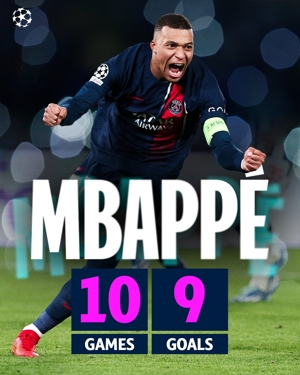 Sinh ra cho sân khấu lớn! Mbappé đã ghi 9 bàn trong 10 trận đấu loại trực tiếp Champions League vừa qua, liệu anh có thể ghi bàn trở lại vào đêm nay?