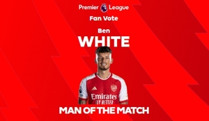 2 kiến ​​tạo, chính thức: Ben White được bầu là Cầu thủ xuất sắc nhất trận Arsenal vs Brentford