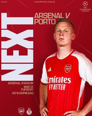 Arsenal tung poster trận gặp Porto ở Champions League: Zinchenko xuất hiện một mình