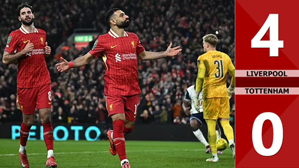 VIDEO bàn thắng Liverpool vs Tottenham: 4-0; chung cuộc: 4-1 (Bán kết lượt về Cúp Liên đoàn Anh 2024/25)